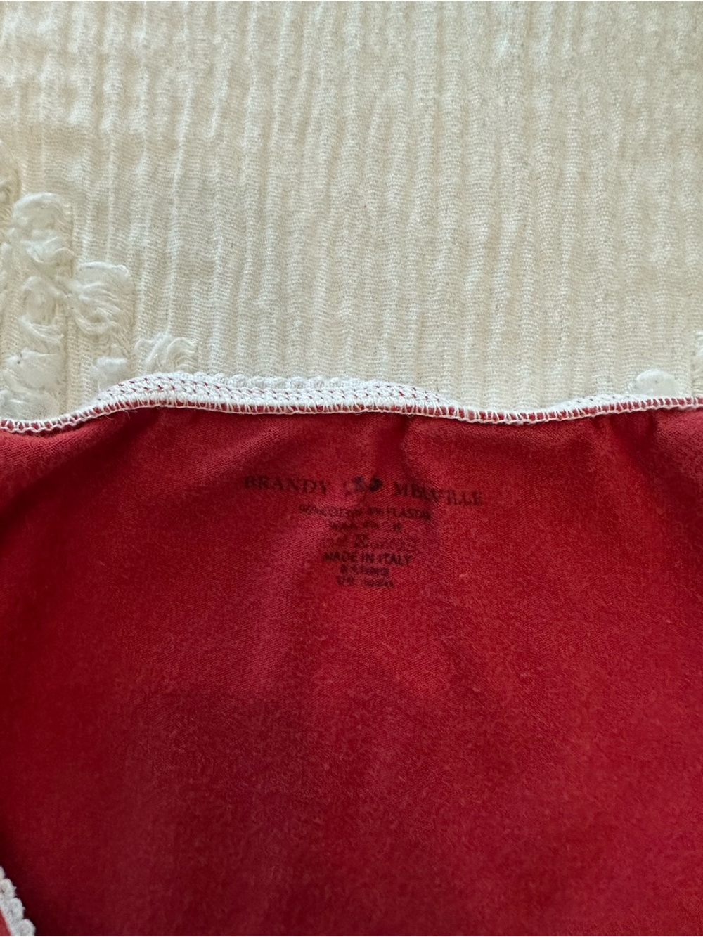 Brandy Melville Red Short Sleeve Top & White Floral Henley—BUNDLE - Picture 5 of 5